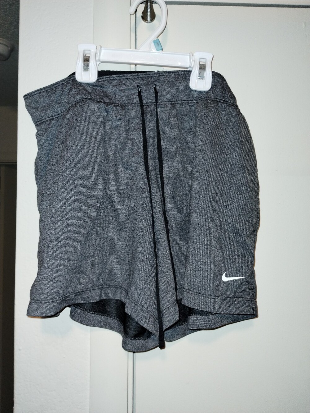 Nike Women’s Dark Gray Athletic Shorts with Drawstring and Swoosh